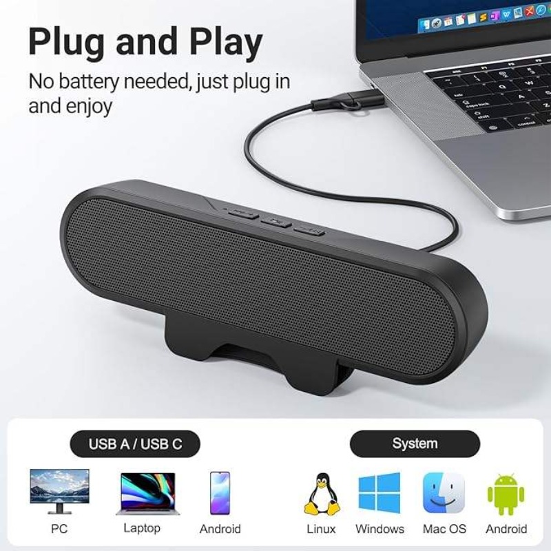 Audio Music Free Online - 휴대용 클립형 USB 사운드바 10W 고출력
