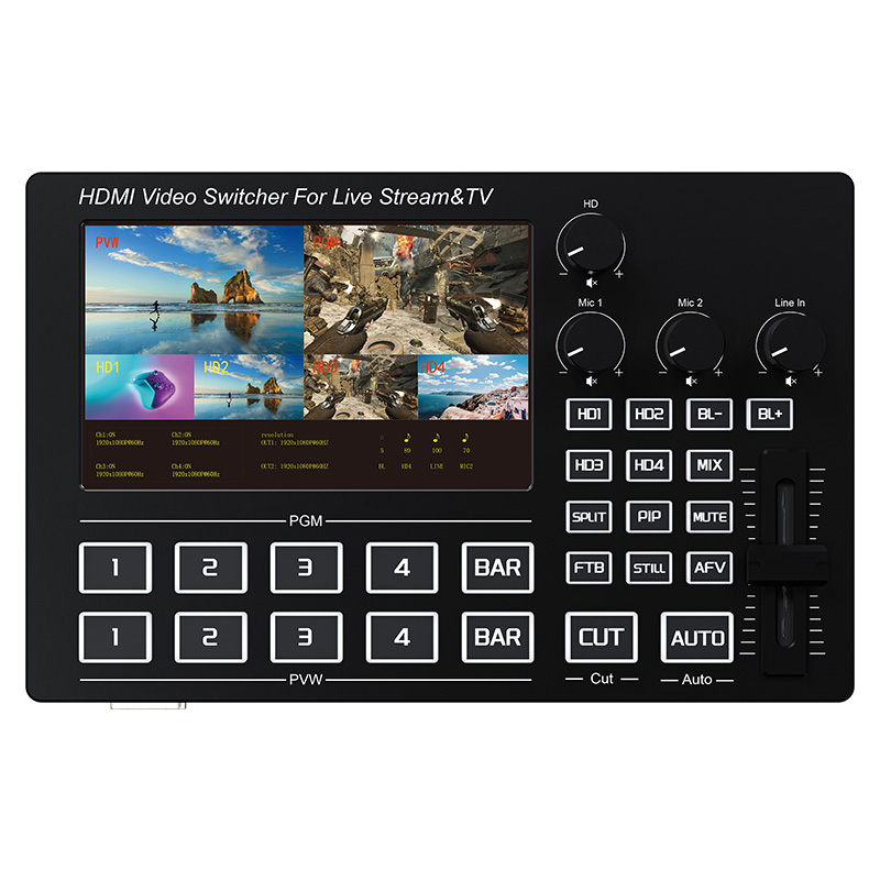 Audio Mixer 4 Channel - 1080P 4채널 HDMI 라이브 스트리밍 비디오