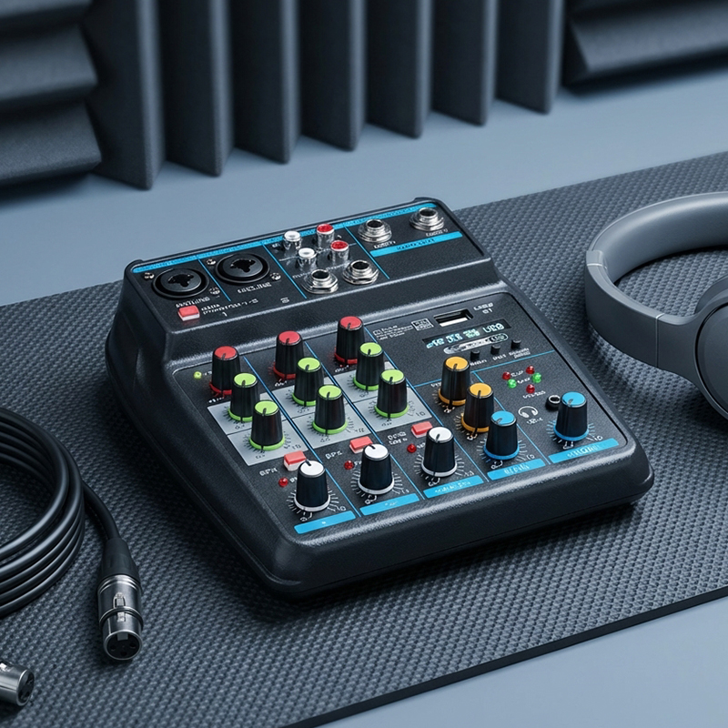 Audio Mixer 4 Channel - 4채널 미니 USB 오디오 믹서 콘솔,