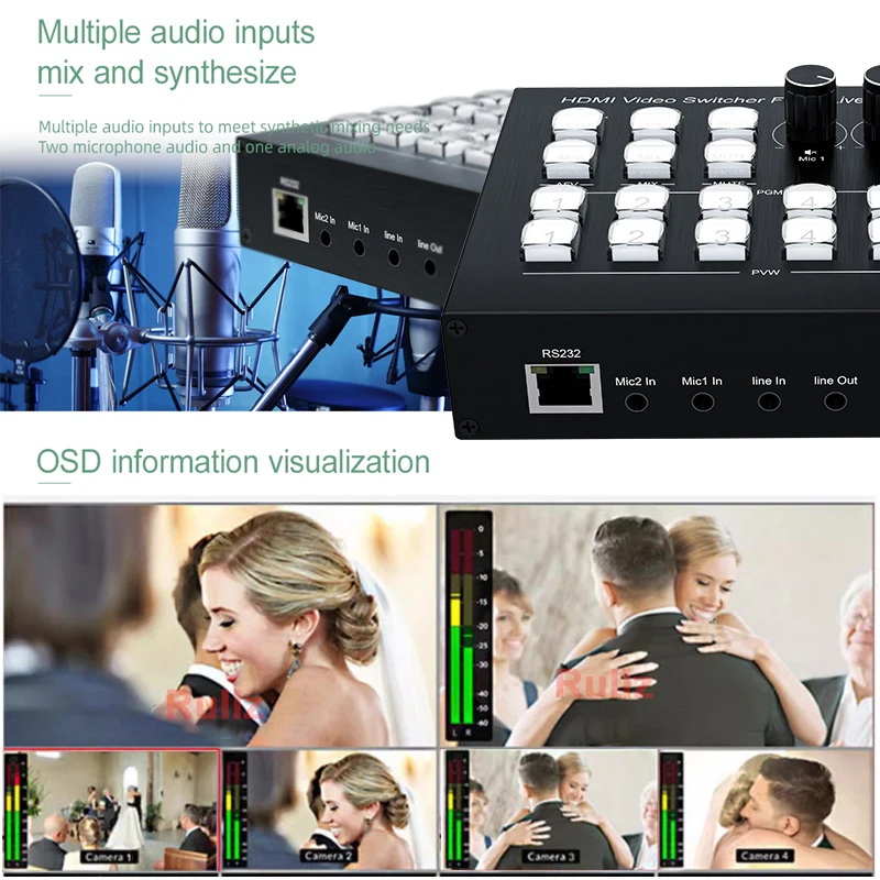 1080P 4채널 HDMI 비디오 믹서 스위처 4방향  - Audio Mixer 4 Channel 리뷰 및 가격