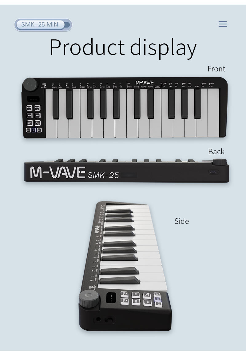 M-VAVE-Mini Teclado MIDI Recar - Midi Controller Pad 리뷰 및 가격