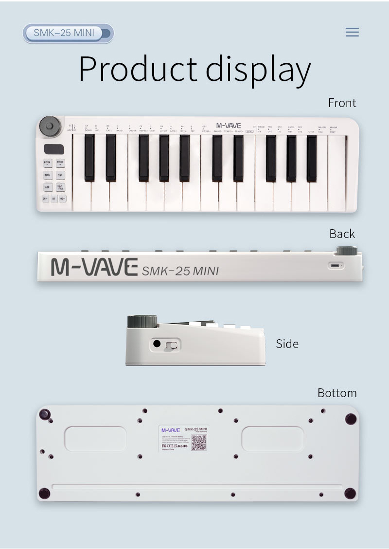 M-VAVE-Mini Teclado MIDI Recar - Midi Controller Pad 리뷰 및 가격
