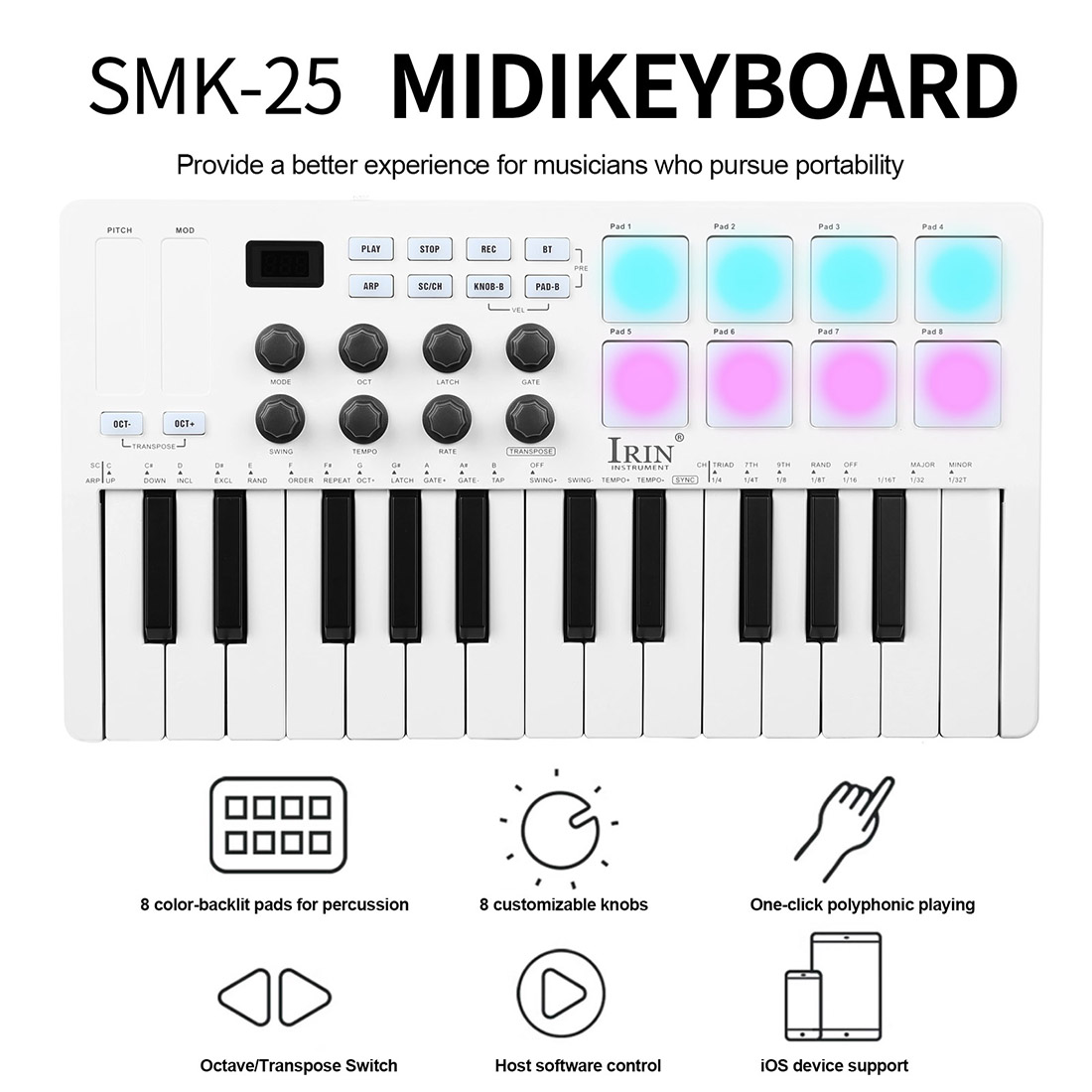 SMK-25 휴대용 키보드 MIDI 컨트롤러 어레인지먼 - Midi Controller Pad 리뷰 및 가격