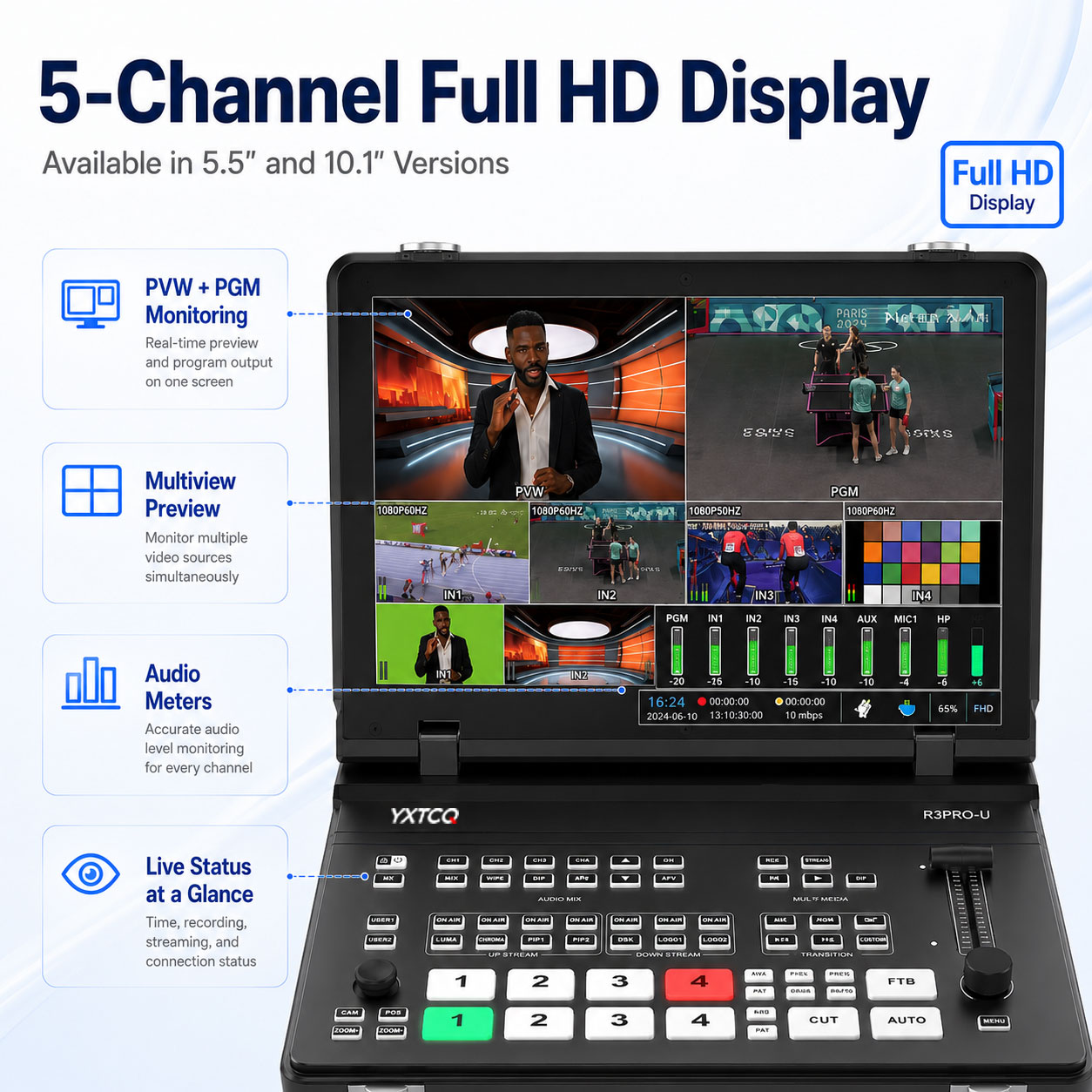 YXTCQ R3PRO-U 4K 라이브 비디오 스위처,  - Audio Mixer 4 Channel 리뷰 및 가격
