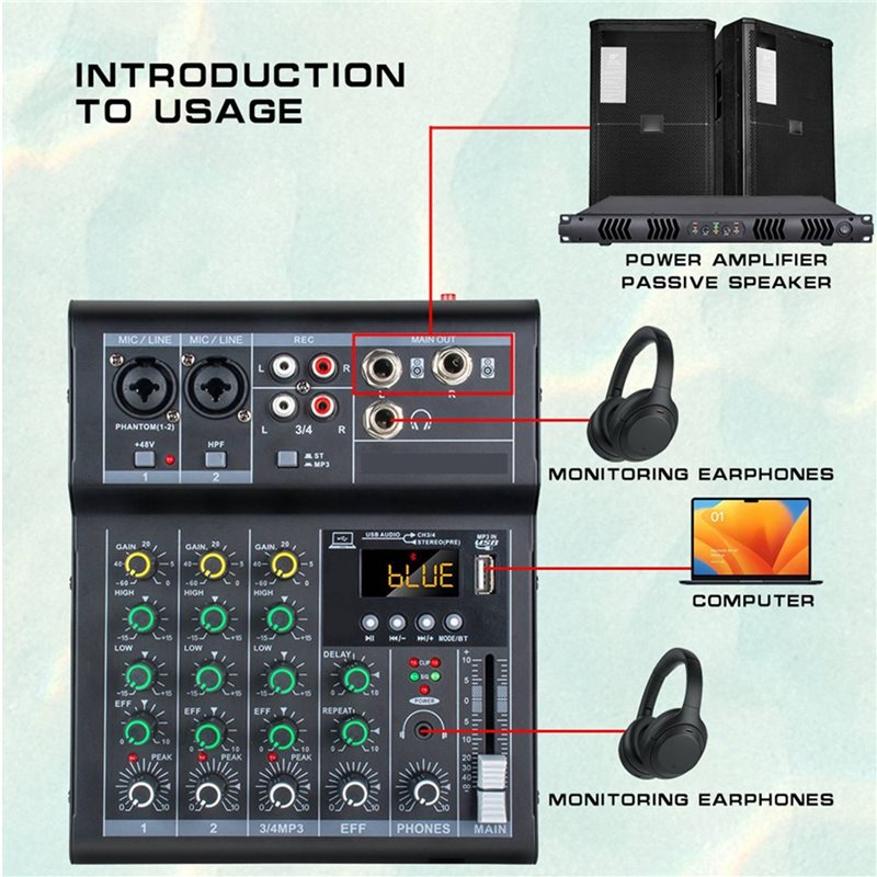 전문가용 디지털 DJ 믹서 콘솔 4채널 오디오 믹서 U - Audio Mixer 4 Channel 리뷰 및 가격